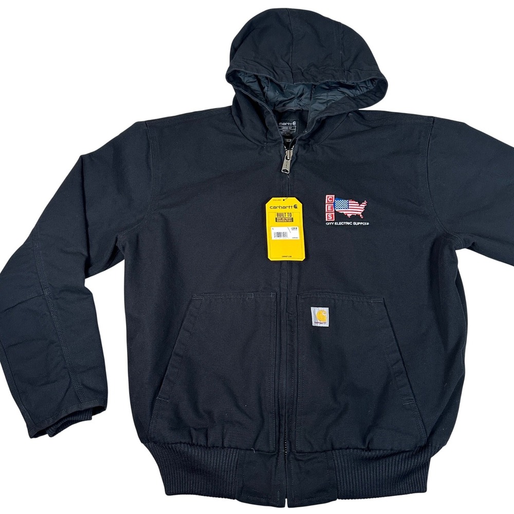 Carhartt J130-M Loose‎ Fit Jacket Black Mens Large NWT hooded duck work coat